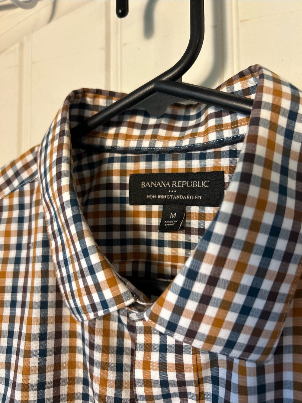 Banana Republic Men's Blue, Brown & White Dress Shirt medium preppy office
